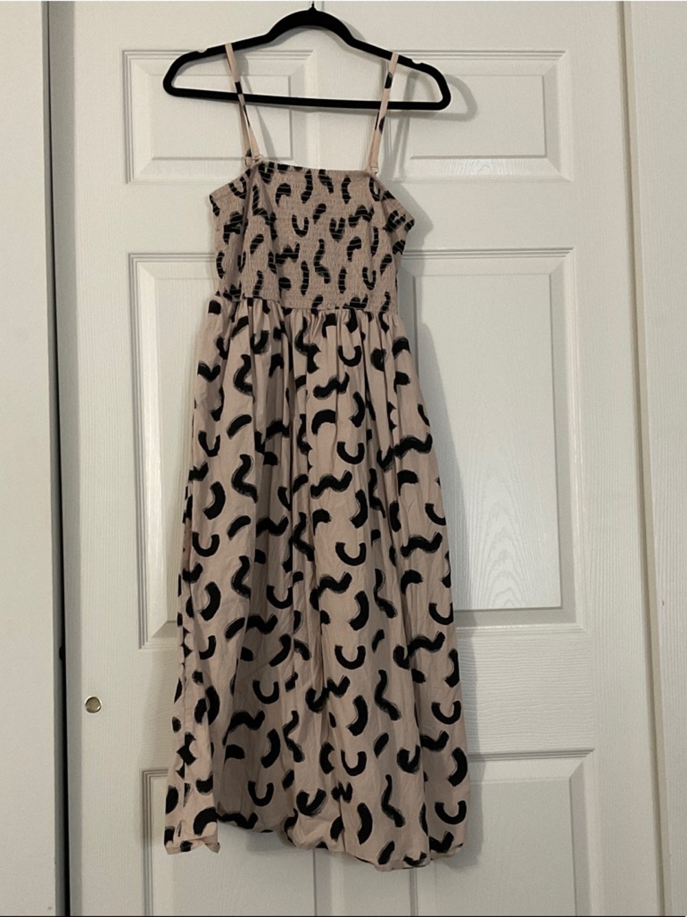 a new day Beige Dress with Black Print